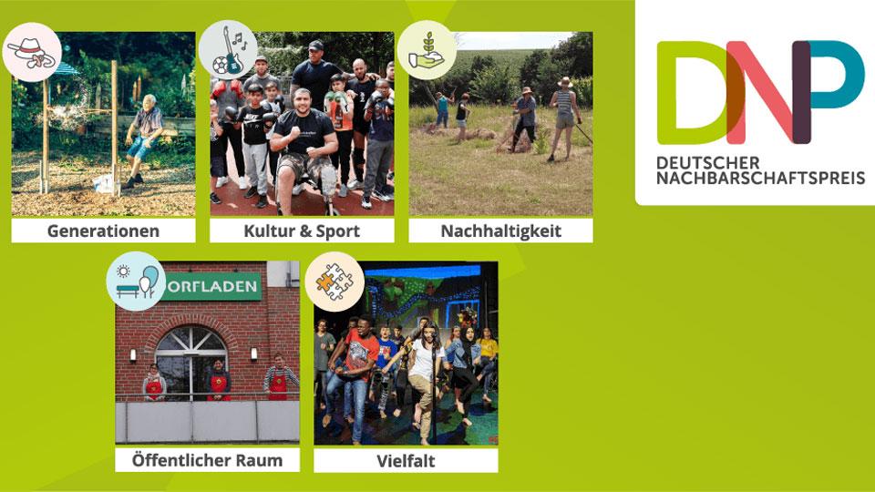 Fünf Themenkategorien des Deutschen Nachbarschaftspreises 2021