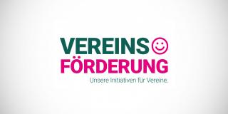 Logo: In grüner und pinker Schrift steht: Vereins Smiley Förderung. Darunter in klein: Unsere Initiativen für Vereine